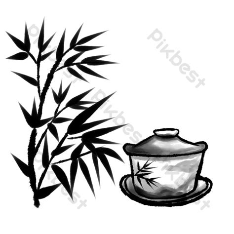 Cartoon Ink Painting Chinese Style Tea Cup PNG Images | PSD Free ...