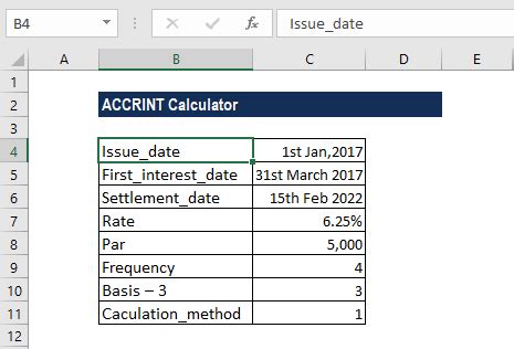 Accrint Function Formula Examples How To Use Accrint