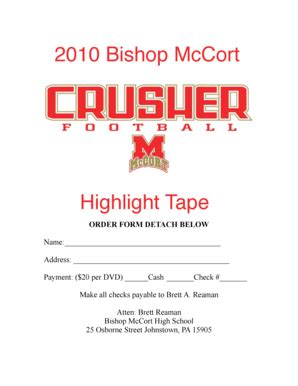 Fillable Online Mccort Daj K12 Pa 2010 Football Video Form Bishop