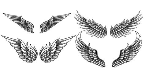 Premium Vector Vector Set Of Angel Wings Tattoos