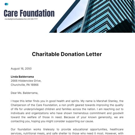 Free Donation Letter Templates Editable And Printable