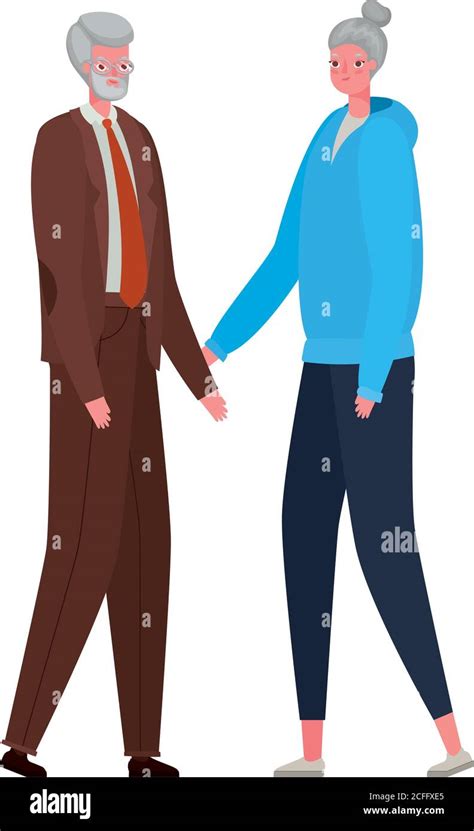 Senior Woman And Man Cartoons Vector Design Stock Vector Image And Art