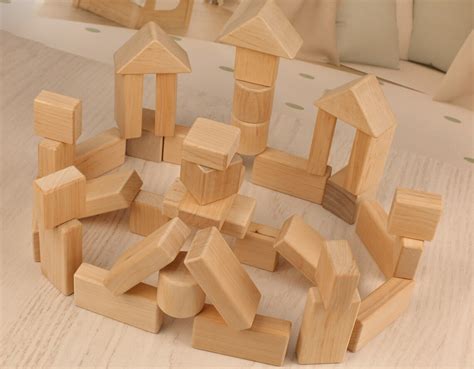 43 Building Blocks Wooden Block Set Toddler Wooden Toys Etsy