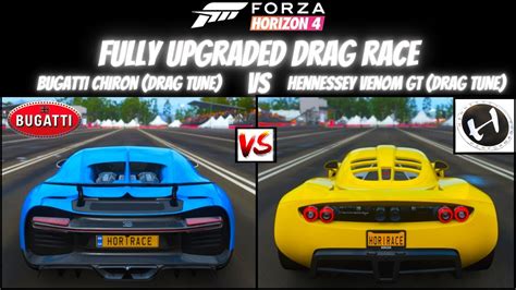 Fh4 Bugatti Chiron Drag Tune Vs Hennessey Venom Gt Drag Tune