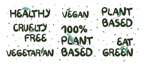 Conjunto De Letras De Alimentos A Base De Plantas Ilustraci N Vectorial