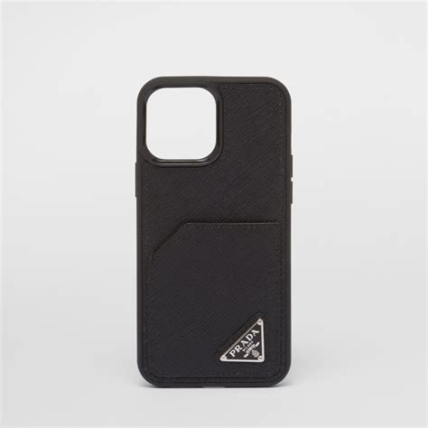 Black Saffiano Leather Iphone Pro Max Cover Prada