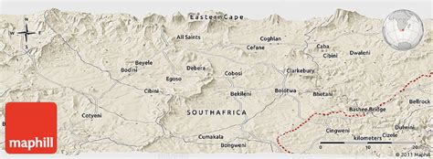 Shaded Relief Panoramic Map of Idutywa River