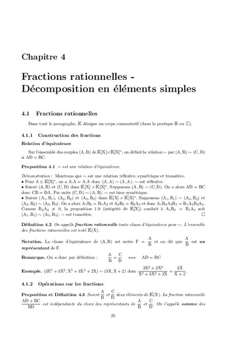 Pdf Chapitre 4 Fractions Rationnelles Décomposition