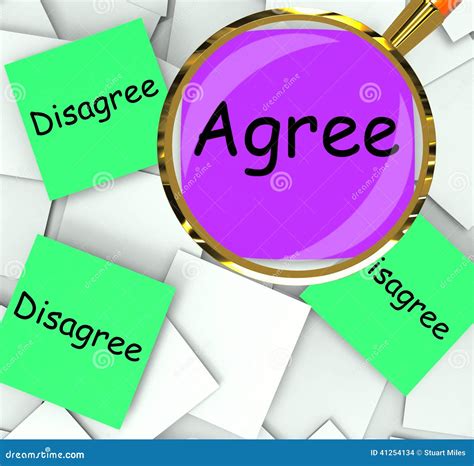 Agree Disagree Post-it Papers Mean for or Against Stock Illustration