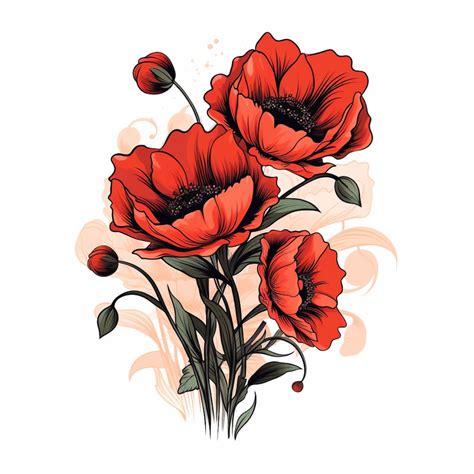 Red Poppy Flower Tattoo Png Red Poppy Tattoo Tattoo Flash Digital Download Red Poppy Tattoo