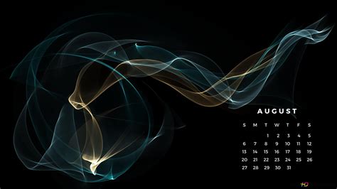 Abstract Minimalist Green and Gold Lightwave August 2023 Calendar 4K ...