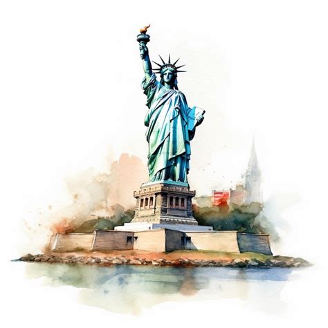 Premium Photo Watercolor Painting Of The Statue Of Liberty