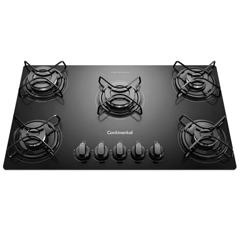 Cooktop 5 Bocas A Gás De Vidro Temperado Preto Kc5gp Continental