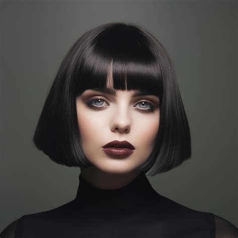 Premium Photo | A woman with a bob cut and black hair