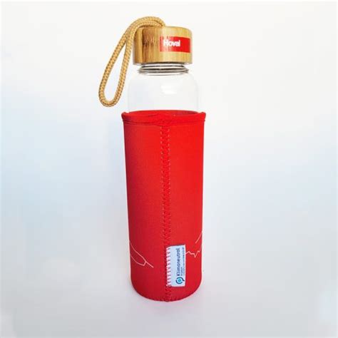 Glass Bottle With Neoprene Sleeve And Bamboo Top Promo Motive