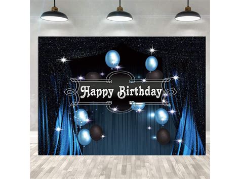 Gya Happy Birthday Party Backdrop Blue Black Starry Curtain Etsy Uk