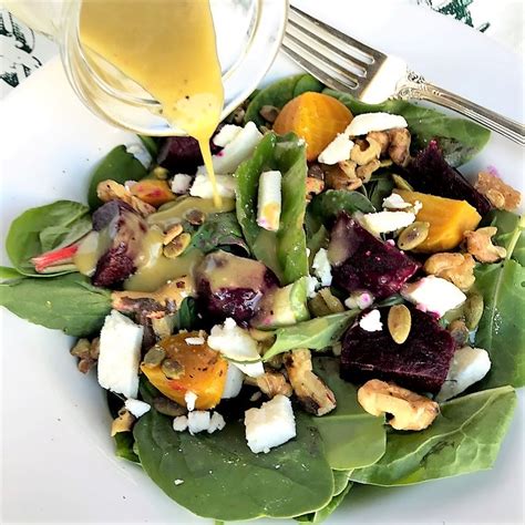 Roasted Beet And Feta Salad With Honey Mustard Vinaigrette Inside