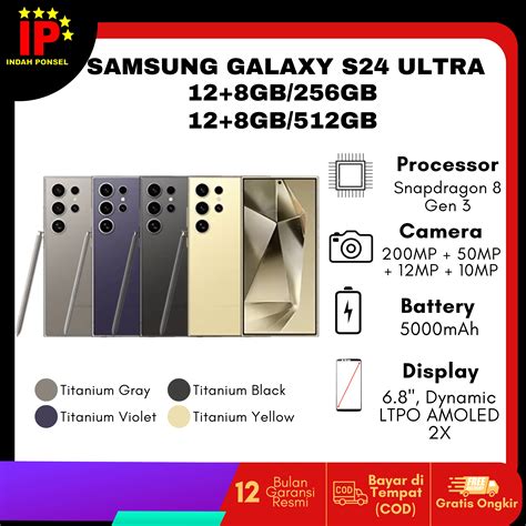 Jual SAMSUNG GALAXY S24 ULTRA 5G RAM 12GB/256 GB & 12GB/512 GB GARANSI RESMI NASIONAL - 512GB