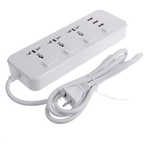 Electric 3 Socket Outlet 3 Usb Extension Power Strip 5v 2 1a Us Uk