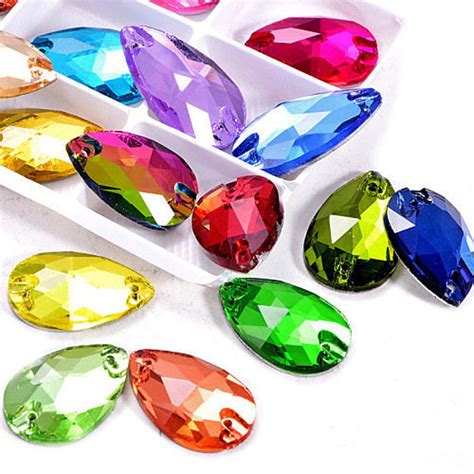 Holes Sew On Flat Back Crystals Rhinestones Tear Drop X Mm X Mm