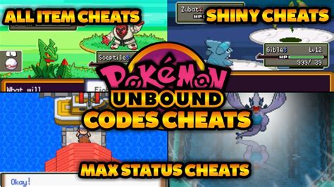 Pokemon Unbound Cheat Codes Part 3 Shiny Pokemon Max Status All