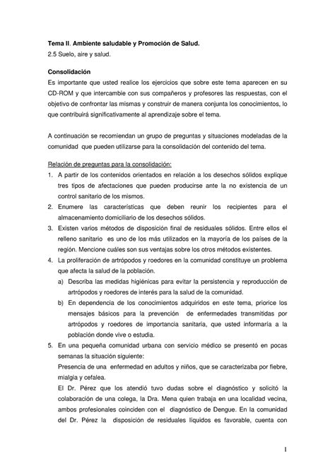 Conso 4 Salud Comunitaria Y Familiar 2 Tema II Ambiente Saludable