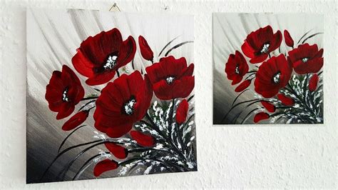 Blumen Malen Acryl Rot Echtzeit für Anfänger Flowers Acrylic Painting