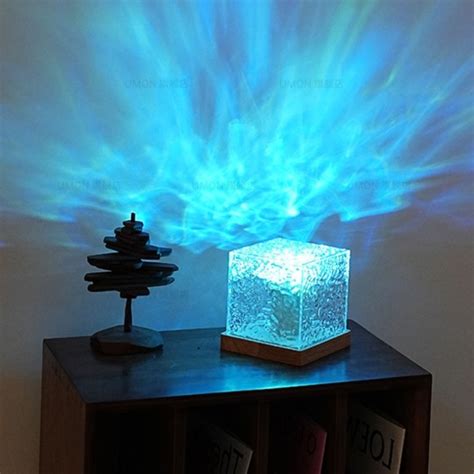 Ice Cube Rotating Dynamic Water Ripple Projection Atmosphere Light Small Night Light T Rgb