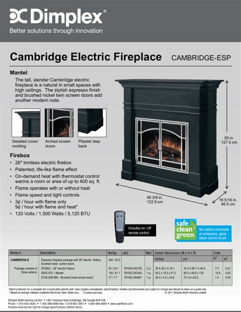 Cambridge Electric Fireplace Cambridge Esp