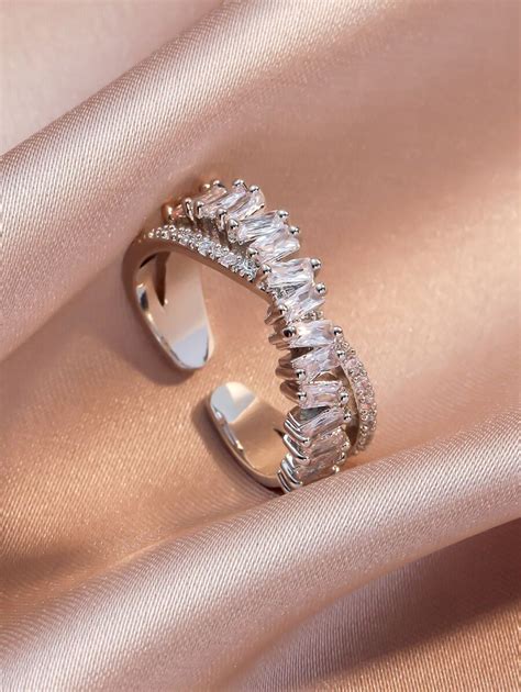 Rakol Cubic Zirconia Decor Cuff Ring For Women For Party Banquet