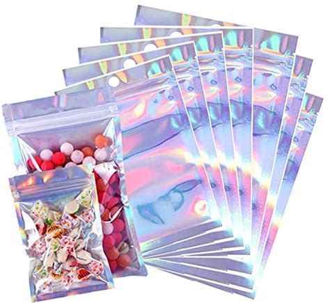 100 Pieces Resealable Smell Proof Bags Foil Pouch Bag Flat Ziplock Bag