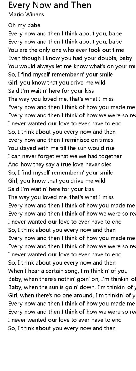 Every Now and Then Lyrics - Follow Lyrics