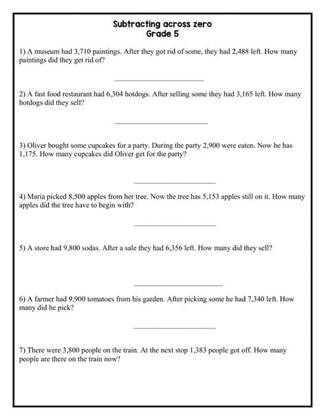 Subtraction Across Zero Worksheets Worksheets Library