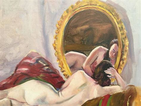 Adrien Dupagne Reclining Nude Looking In The Mirror For Sale At 1stDibs