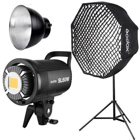 Kit Luz Contínua Led Godox Sl60w Softbox Octa Colmeia 120cm E Tripé