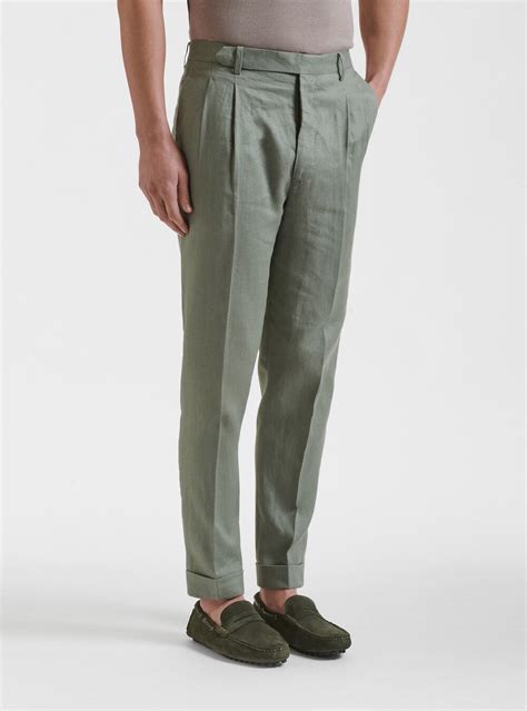 Pantaloni In Lino Con Doppia Pince Gutteridge Uomo