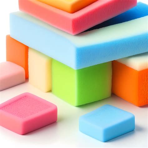 Premium Photo Colorful Foam Rubber Sponges For Dishwashing Isolated