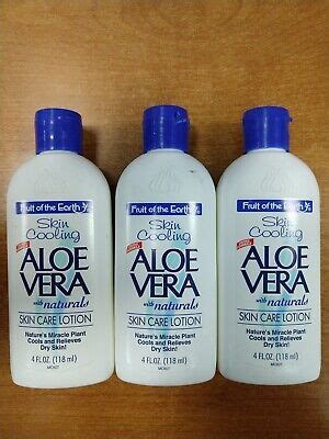 3 Pack Fruit Of The Earth Aloe Vera Skin Care Lotion 4 Fl Oz E3B