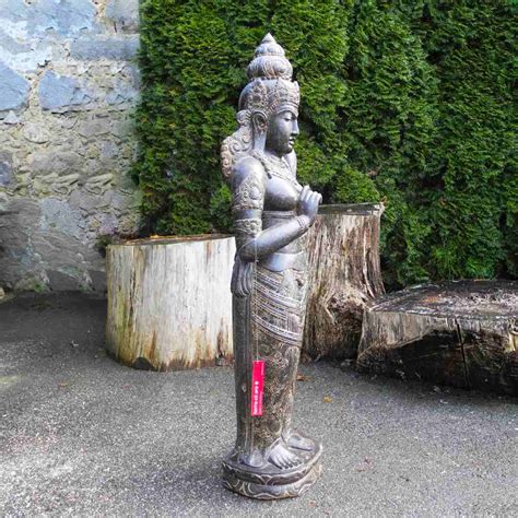 Kostbare Stehende Dewi Sri Lakshmi Statue Fluss Stein 135 Cm Terra Et