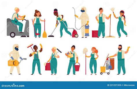 Cleaner Workers Housework Girl Cleaning Service Worker Cartoon