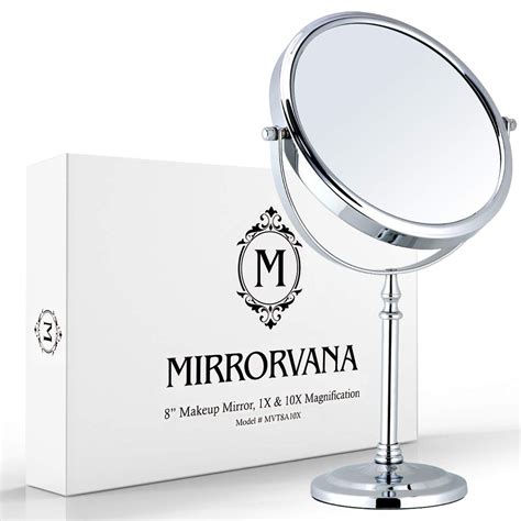 Mirrorvana Large Double Sided 10x And 1x Magnifying Makeup Mirror With