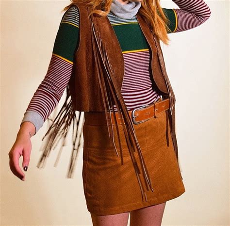 Amazing Vintage S Brown Suede Leather Fringe Hippie Bohemian Vest