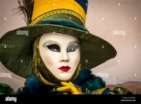 A Woman Dressed Up For The Carnival In Venice Veneto Italy Stock