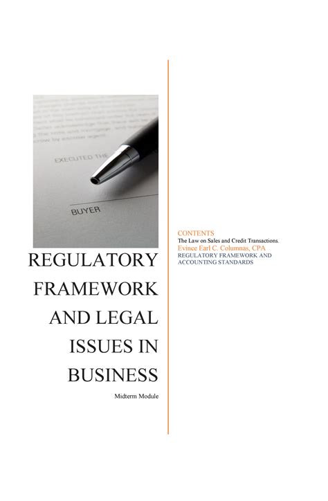 Regulatory Framework And Legal Issues In Business Module Midterms