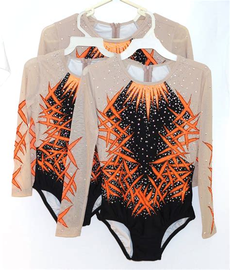 Black Orange Acrobatic Leotards By Lilachelene Gymnastics