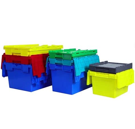 Heavy Duty Warehouse Moving Logistic Stackable Nestable Attached Lid