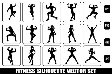 Fitness Silhouette Vector Bundle, Gym Graphic by Art Merch X · Creative ...