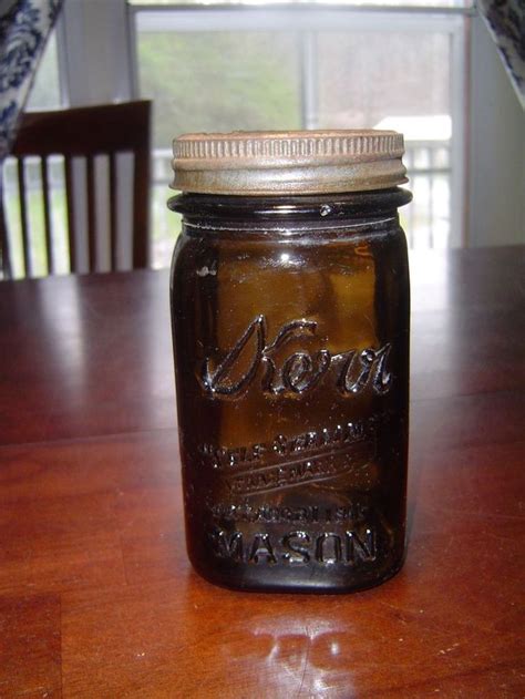 Nice Amber Brown Kerr Self Sealing Mason Jar Patented 8 31 15 Fruit Jar Look Vintage Mason