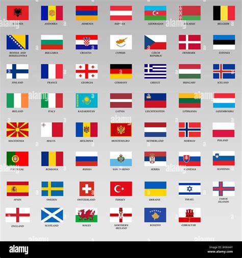 Set Of All Europe Flags Vector Illustration Stock Vector Image Art