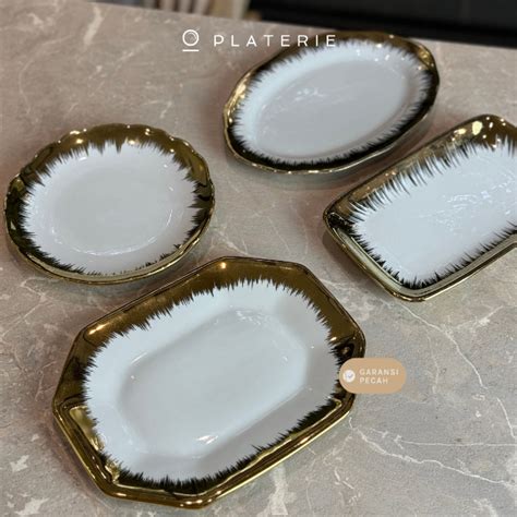 Jual PLATERIE Piring Saji Small Serving Plates Tray Gold List 6 8